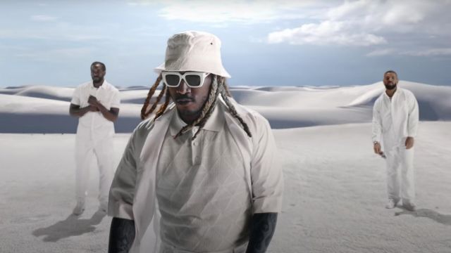 Bottega Veneta White sunglasses worn by Future in Way 2 Sexy Official Music Video by Drake ft. Future and Young Thug