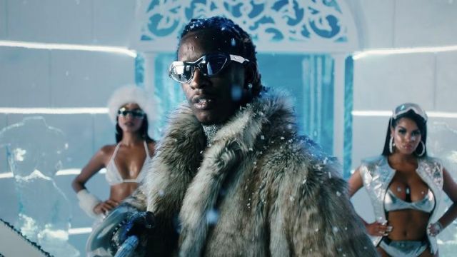 Bottega Veneta Noir Lunettes de soleil portées par Young Thug dans Way 2 Sexy Official Music Video by Drake ft. Future and Young Thug