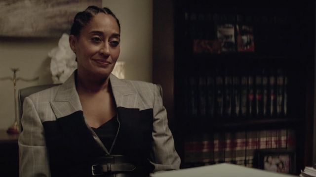 Alexander McQueen Spliced Prince of Wales Jacket worn by Rayna Bradshaw (Tracee Ellis Ross) as seen in The Premise (S01E01)