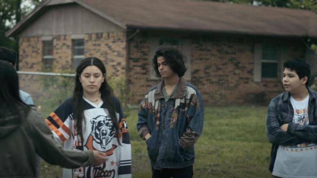 Izzi Aztec Print Denim Jacket worn by Bear (D'Pharaoh Woon-A-Tai) as seen in Reservation Dogs (S01E07)