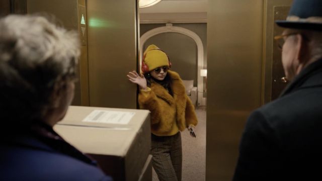 Michael Kors Cropped Faux Fur Jacket worn by Mabel (Selena Gomez) as seen in Only Murders in the Building (Season 1 Episode 1) TV series
