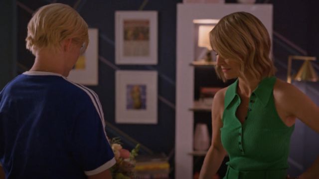 A.L.C. Asher Ribbed Polo Top in green worn by Alice Pieszecki (Leisha Hailey) as seen in The L Word: Generation Q (S02E02)