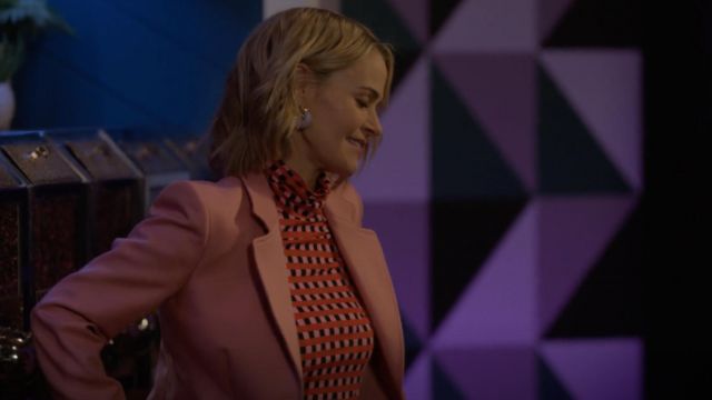Proenza Schouler Multicolore Vichy Jersey Manches Longues Col Roulé porté par Alice Pieszecki (Leisha Hailey) comme on le voit dans Le Mot L: Génération Q (S02E03)