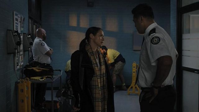 Bufanda de cheques Burberry usada por Ann Reynolds (Jane Hall) como se ve en el vestuario de Wentworth (Temporada 9 Episodio 3)