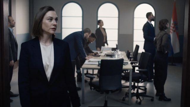 Theory Staple Blazer worn by Katrin Jaeger (Christiane Paul) as seen in FBI: International wardrobe (S01E01)