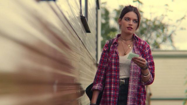 The red plaid shirt worn by Maeve Wiley (Emma Mackey) in Sex Education (Season 2 Episode 3)
