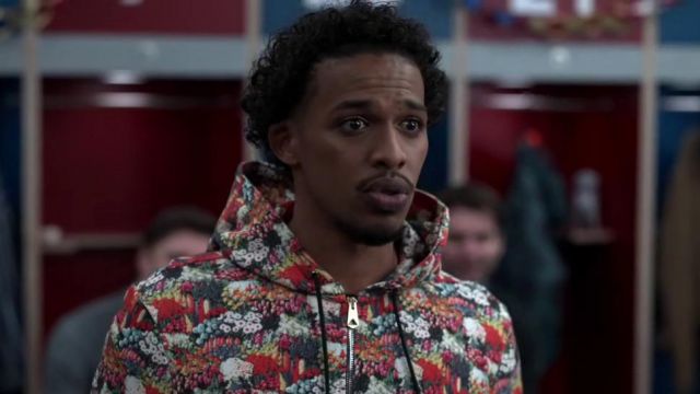Paul Smith Floral Zip Hoodie worn by Bumbercatch (Mohammed Hashim) in Ted Lasso TV series (Season 2 Episode 4)