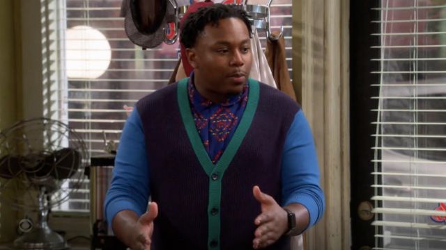 BP. Colorblock Varsity Cardigan worn by Marty (Marcel Spears) as