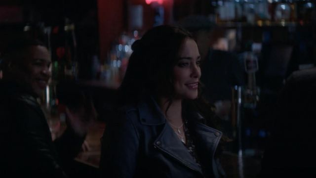 AllSaints Wyatt Leather Jacket worn by Amy Kindelán (Natalie Martinez) as seen in Ordinary Joe Tv series (S01E02)