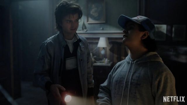 Grey jacket worn by Steve Harrington (Joe Keery) as seen in Stranger Things TV series outfits from (Season 4 Episode 3)