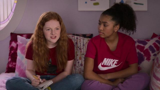 Nike Tee Shirt in red worn by Jessi Ramsey (Anais Lee) as seen in The Baby-Sitters Club TV series wardrobe (Season 2 Episode 1)