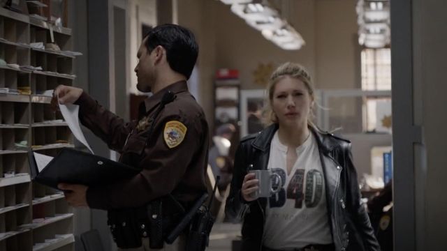 IRO Ashville Leather Jacket worn by Jenny Hoyt (Katheryn Winnick) as seen in Big Sky TV series wardrobe (Season 2 Episode 2)