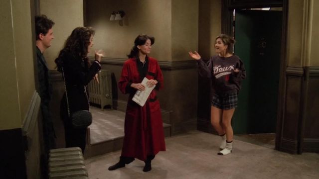 Deux sweatshirt worn by Rachel Green (Jen­nifer Aniston ) as seen in Friends TV series outfits (Season 1 Episode 14)