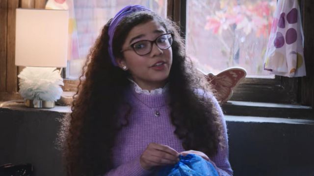 Banana Republic Aire Waffle-Knit Sweater in Lilac worn by 
Mary-Anne Spier (Malia Baker) as seen in The Baby-Sitters Club (Season 2 Episode 3)
