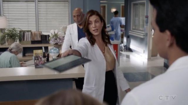 Agnona Eternal Silk Twill Sleeveless Shell worn by Dr. Addison Montgomery (Kate Walsh) as seen in Grey's Anatomy TV show outfits (S18E03)