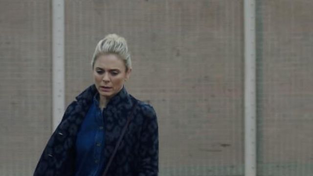 Harris Wharf London Wool Boxy Coat In Leopard Jacquard Navy in Blue worn by Dr. Nikki Alexander (Emilia Fox) as seen in Silent Witness TV show outfits (Season 24 Episode 1)
