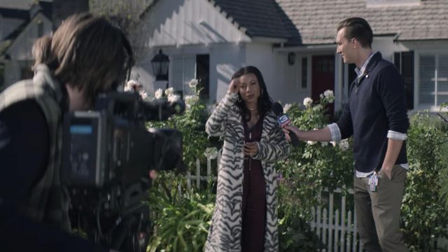 BB Dakota Zebra Print Faux Fur Cake Coat worn by Sherry (Shalita Grant) as seen in You TV show (S03E03)