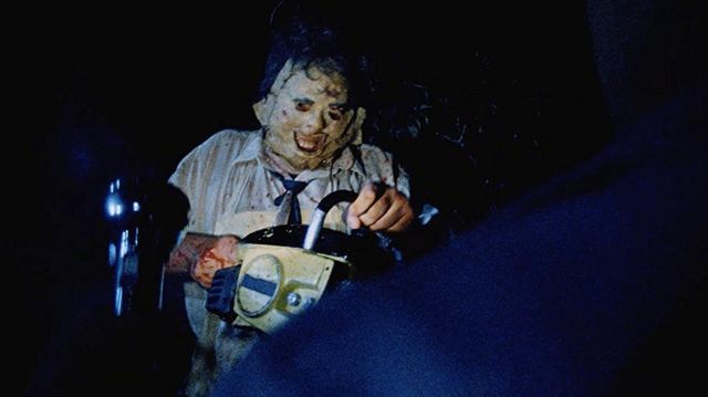 The replica of the mask of Leatherface (Gunnar Hansen) in the movie The Texas Chainsaw Massacre