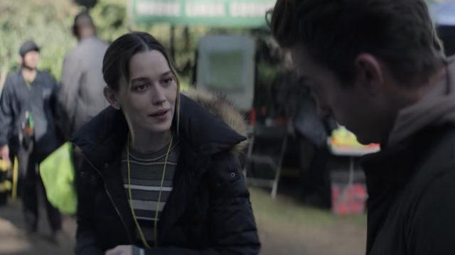 Theory Stripe Wool Sweater worn by Love Quinn (Victoria Pedretti) as seen in You TV series outfits (S03E04)