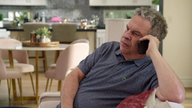 Lacoste Short Sleeve Chine Pique Polo Shirt worn by Jeff Greene (Jeff Garlin) as seen in Curb Your Enthusiasm TV series wardrobe (Season 11 Episode 1)