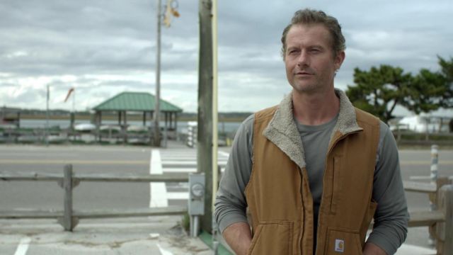 Carhartt Flame Resistant Mock Neck Sherpa Lined Vest worn by Detective Ray Abruzzo (James Badge Dale) as seen in Hightown TV series wardrobe (S02E02)