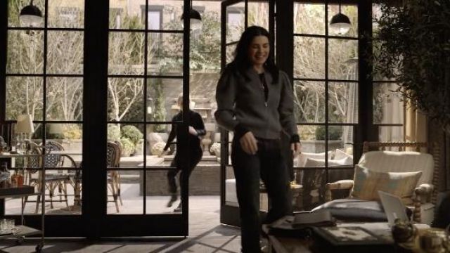 Isabel Marant Randy puff-sleeve cardigan in grey worn by Laura Peterson (Julianna Margulies) as seen in The Morning Show TV series outfits (S02E06)