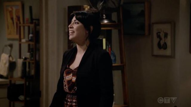 Free People Rosalie Bell Sleeve Faux Wrap Top worn by Adriana (Michelle Ortiz) as seen in B Positive TV show wardrobe (Season 2 Episode 2)