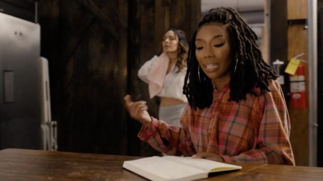 Free People Cotton Summer Daydream Plaid Shirt worn by Naomi (Brandy) as seen in Queens Tv series (Season 1 Episode 1)