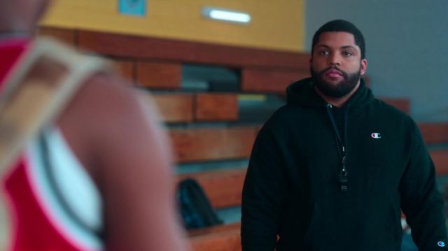 Champion Black Hoodie worn by Ike (O'Shea Jackson Jr.) as seen in Swagger TV series outfits (Season 1 Episode 1)