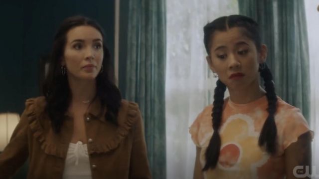 Maje Bendrie Ruffled Suede Jacket worn by Bess Marvin (Maddison Jaizani) as seen in Nancy Drew TV show outfits (S03E04)