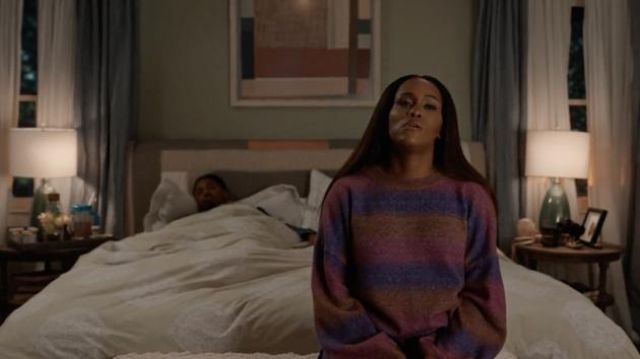 Aqua Space Dyed Crewneck Sweater worn by Brianna 'Professor Sex' (Eve) as seen in Queens (S01E03)