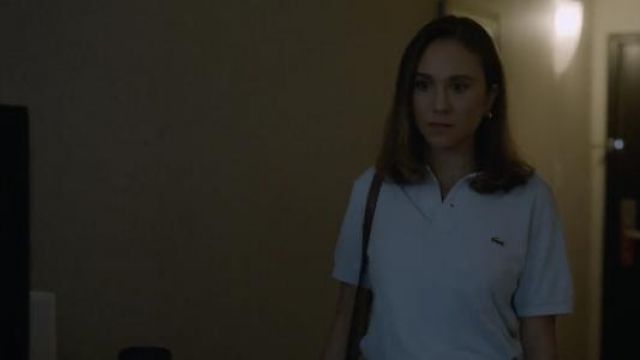 Lacoste Polo Shirt in light blue worn by Allison Tripp (Emma Malouff) as seen in American Crime Story TV show wardrobe (S03E09)