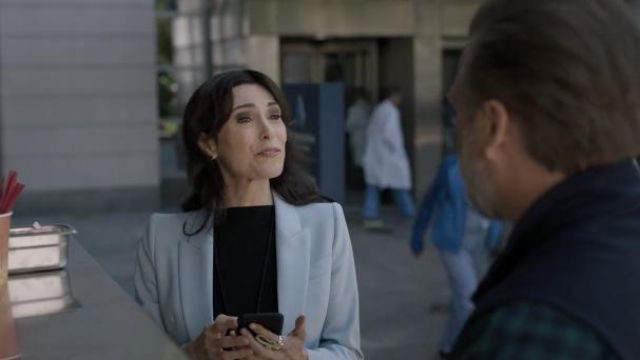 Alexander McQueen Single-breasted wool blazer worn by Dr. Veronica Fuentes (Michelle Forbes) as seen in New Amsterdam TV show outfits (S04E07)