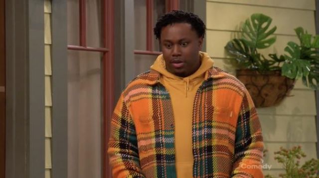 Urban Outfitters Exploded Twill Work Overshirt worn by Marty (Marcel Spears) as seen in The Neighborhood TV series wardrobe (Season 4 Episode 7)