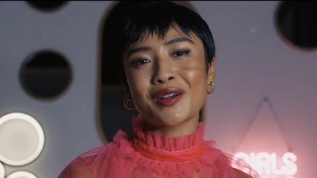 Alice + Olivia Alexia Ruffled Sheer Blouse worn by Margot (Brianne Tju) as seen in I Know What You Did Last Summer (S01E07)