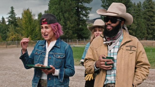 Wrangler Denim Jacket worn by Teeter (Jennifer Landon) as seen in Yellowstone TV series wardrobe (Season 4 Episode 3)