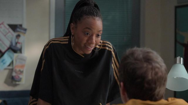 Adidas x Ivy Park 3-Stripes Crop Tee worn by Whitney (Alyah Chanelle Scott) as seen in The Sex Lives of College Girls TV show wardrobe (S01E01)