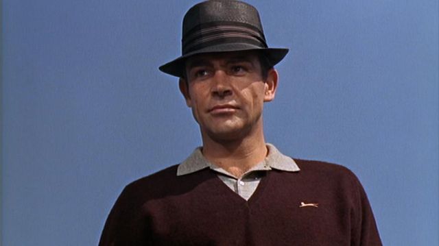 Slazenger Burgundy Golf Jumper V-Neck Sweater worn by James Bond (Sean Connery) as seen in Goldfinger wardrobe