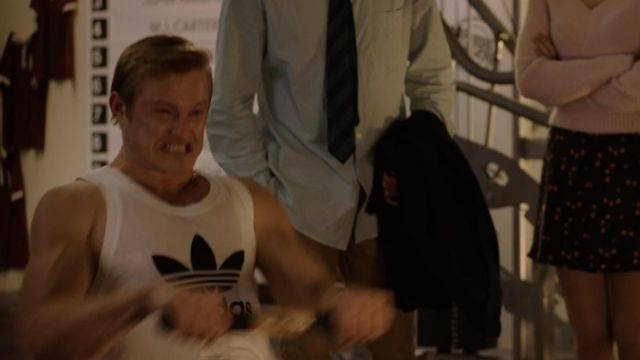 Adidas Originals mens Trefoil Tank Top in white worn by Alex (Alexander Ludwig) as seen in Heart of Champions