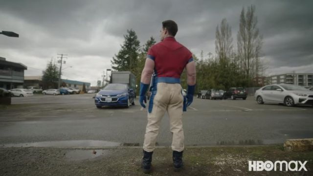 Blue boots worn by Peacemaker (John Cena) as seen in Peacemaker Tv series wardrobe (Season 1)
