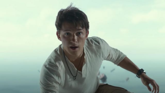 Henley tee worn by Nathan Drake (Tom Holland) as seen in Uncharted movie