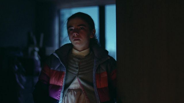 L.L.Bean Puff Colorful Jacket worn by Young Kirsten (Matilda Lawler) as seen in Station Eleven Tv show outfits (Season 1 Episode 2)