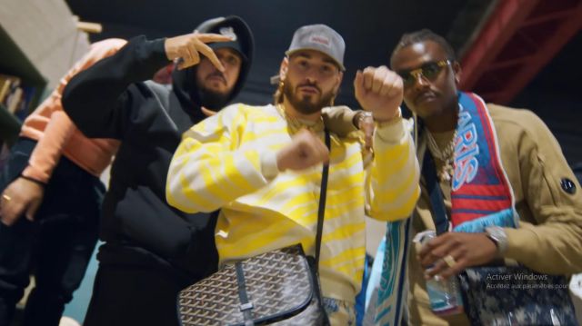 White and Yellow Sweater worn by SCH in Le Classico organisé - Koba LaD / JuL / PLK/ SCH/ Gazo / Soso Maness / Kofs / Guy2bezbar / Naps