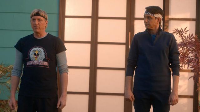 Eagle Fang Karate Black T-Shirt worn by Johnny Lawrence (William Zabka) in Cobra Kai TV show wardrobe (S01E01)