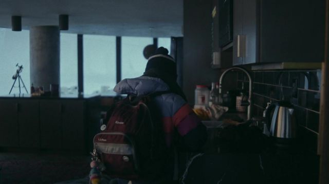 L.L.Bean Backpack worn by Young Kirsten (Matilda Lawler) as seen in Station Eleven TV show (S01E07)