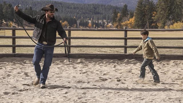 Black Denim Jacket with Yellowstone Logo worn by Rip Wheeler (Cole Hauser) as seen in Yellowstone Clothes (Season 2 Episode 7)