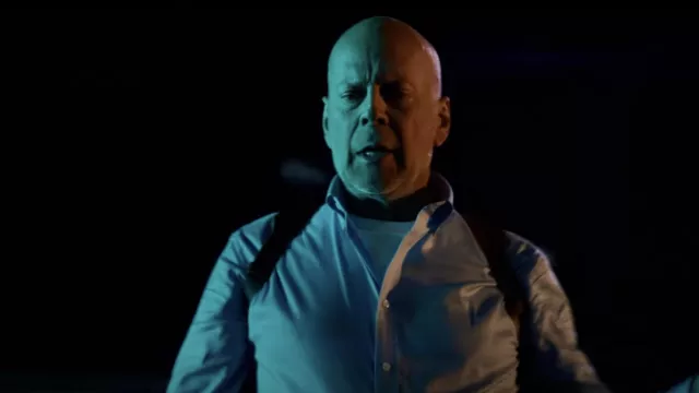 Light Blue Oxford Shirt worn by Detective Freeman (Bruce Willis) as seen in Gasoline Alley movie