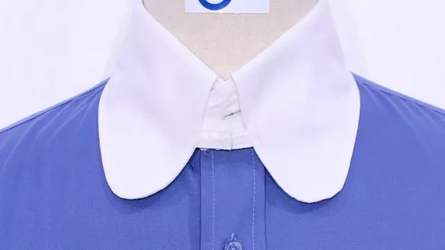 Tab Collar blue shirt/white cuffs worn by Gordon Gekko (Michael Douglas) in Wall Street movie wardrobe