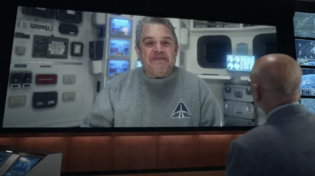 United States Space Force Military Crewneck Sweatshirt in grey worn by Patton Oswalt in Space Force TV series outfits (Season 2)