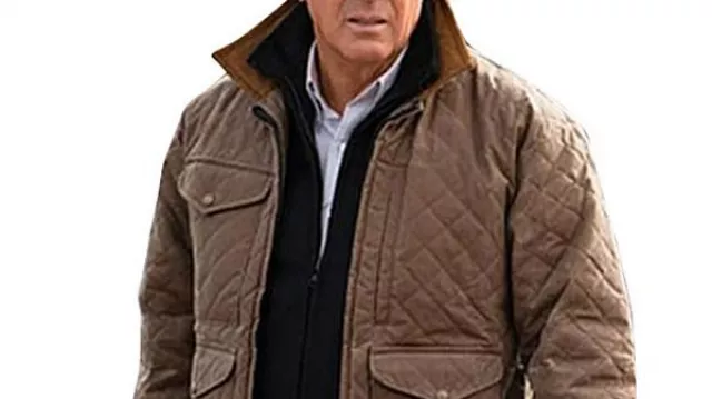 Quilted Brown Jacket worn by John Dutton (Kevin Costner) in Yellowstone Wardrobe (Season 4 Episode 6)